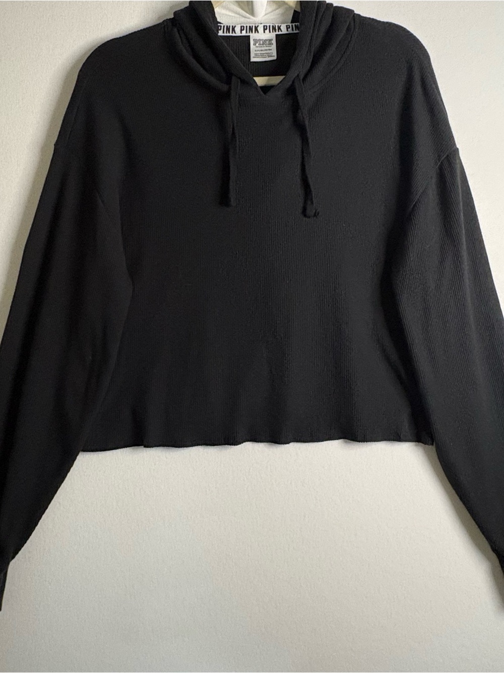 PINK Victoria's Secret Black Cropped Cowl Hoodie Sweater small